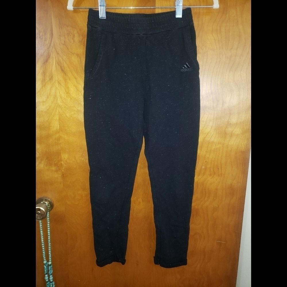 Adidas Girls Sparkly Black Sweatpants w/Pockets